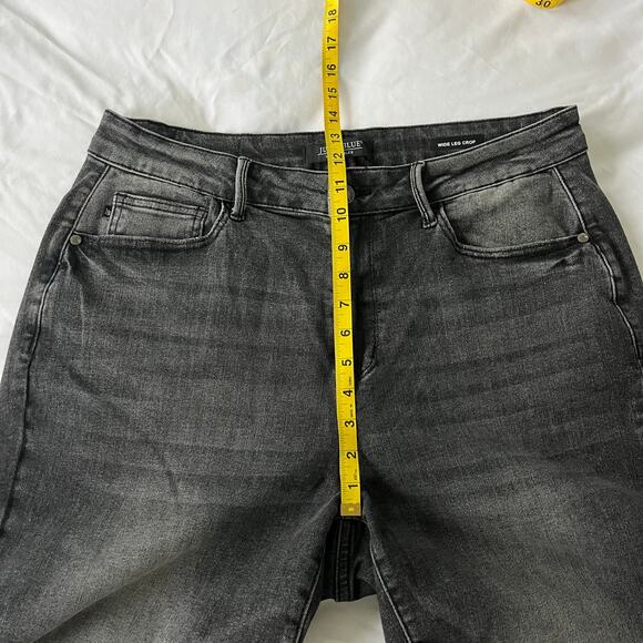 Judy Blue Wide Leg Crop Knoxville High Rise Gray Released Hem Denim Jeans 16W - Picture 8 of 13